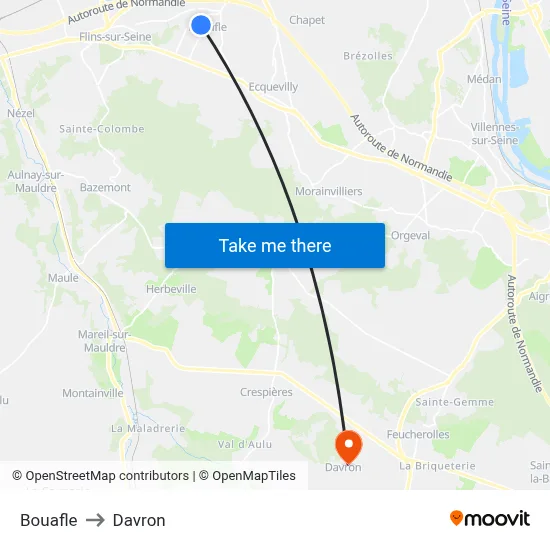 Bouafle to Davron map