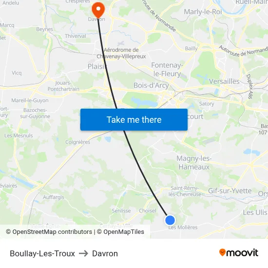Boullay-Les-Troux to Davron map