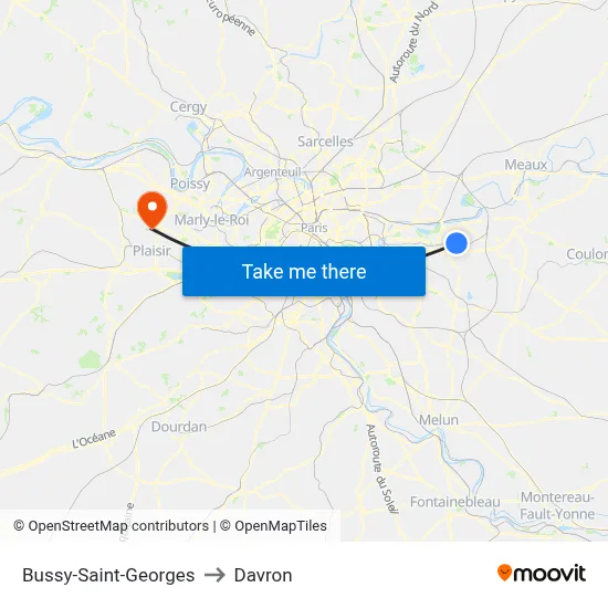 Bussy-Saint-Georges to Davron map