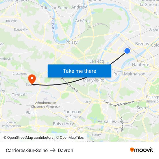 Carrieres-Sur-Seine to Davron map