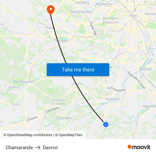 Chamarande to Davron map