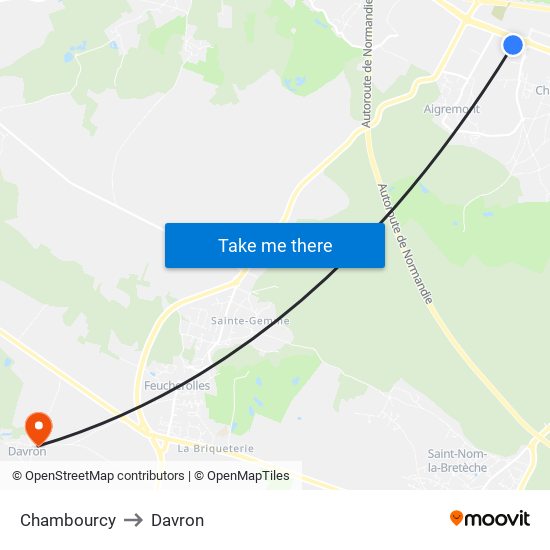 Chambourcy to Davron map