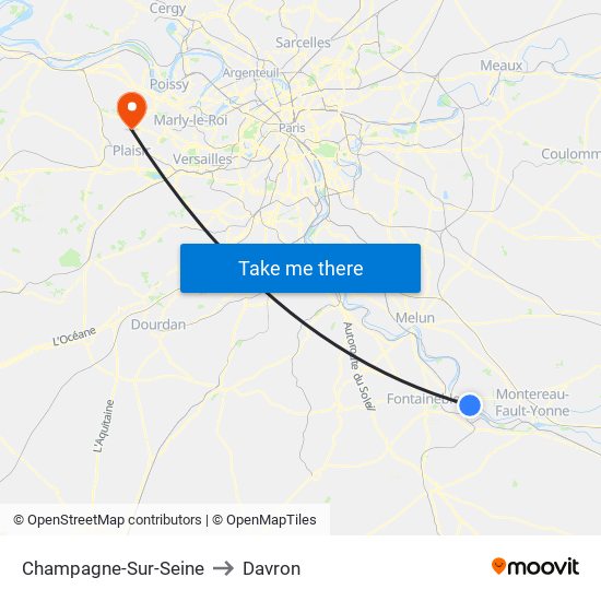 Champagne-Sur-Seine to Davron map