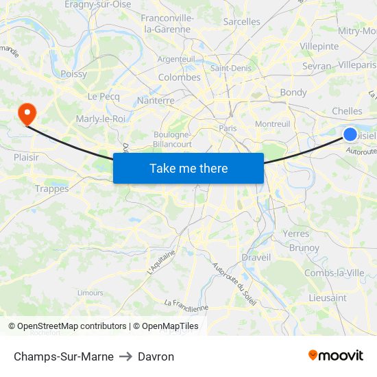 Champs-Sur-Marne to Davron map