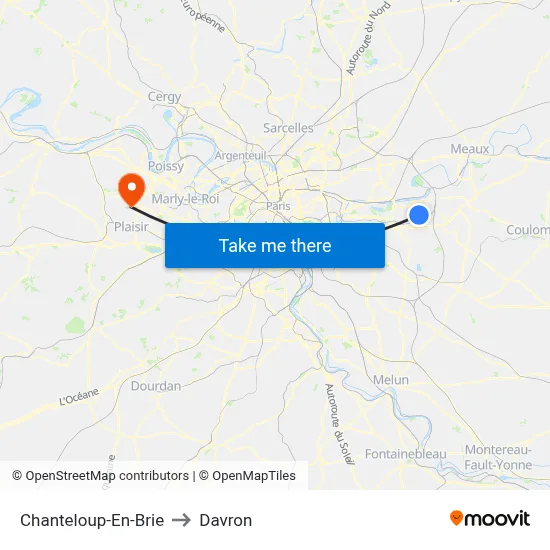 Chanteloup-En-Brie to Davron map