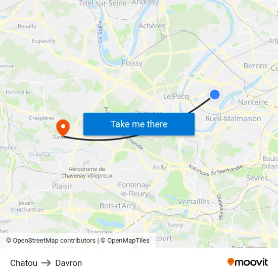 Chatou to Davron map