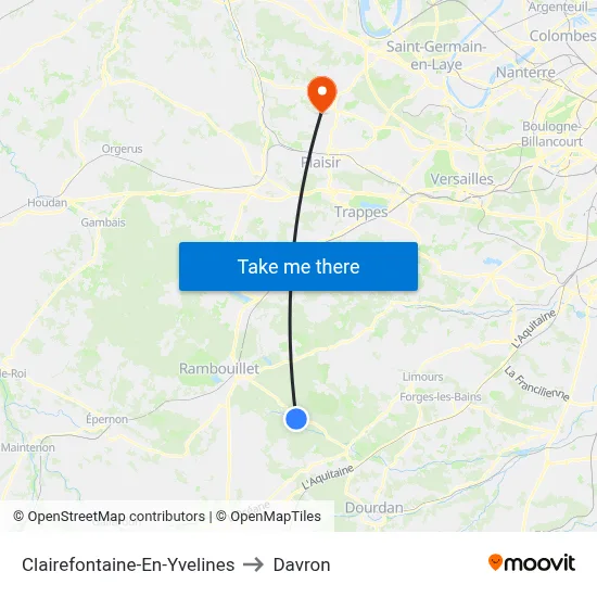 Clairefontaine-En-Yvelines to Davron map