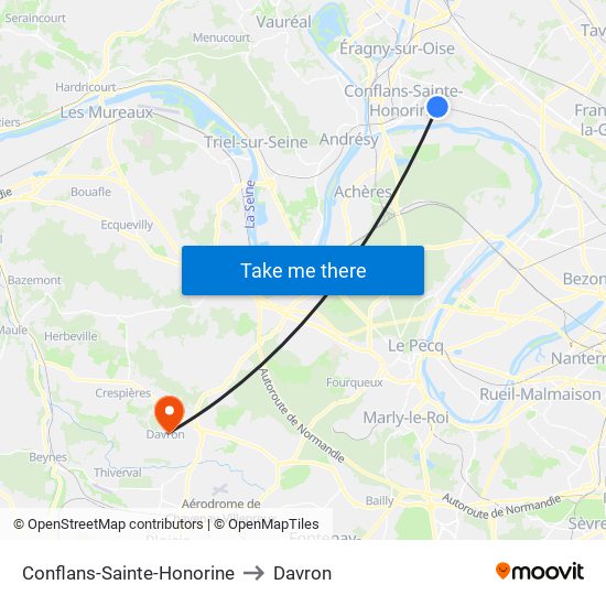 Conflans-Sainte-Honorine to Davron map
