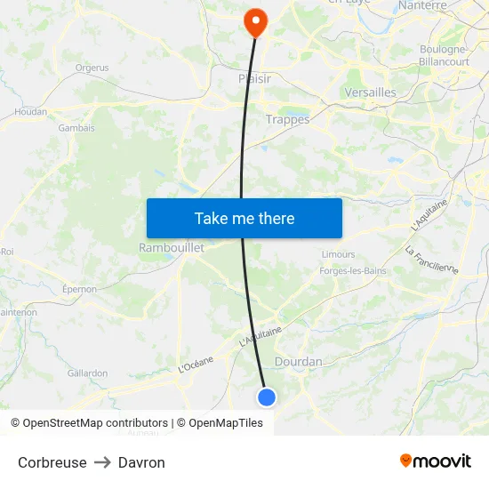 Corbreuse to Davron map