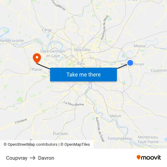 Coupvray to Davron map