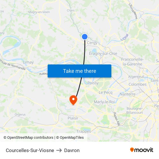 Courcelles-Sur-Viosne to Davron map
