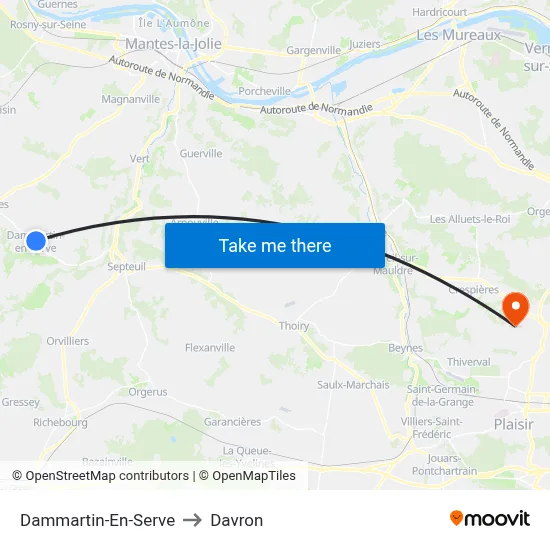 Dammartin-En-Serve to Davron map
