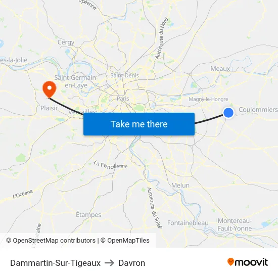 Dammartin-Sur-Tigeaux to Davron map