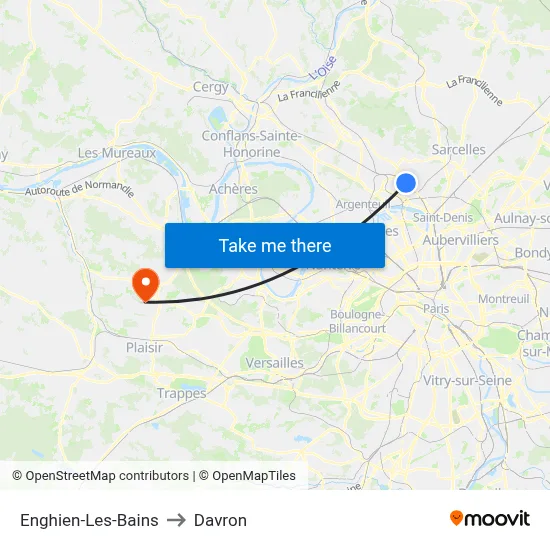 Enghien-Les-Bains to Davron map