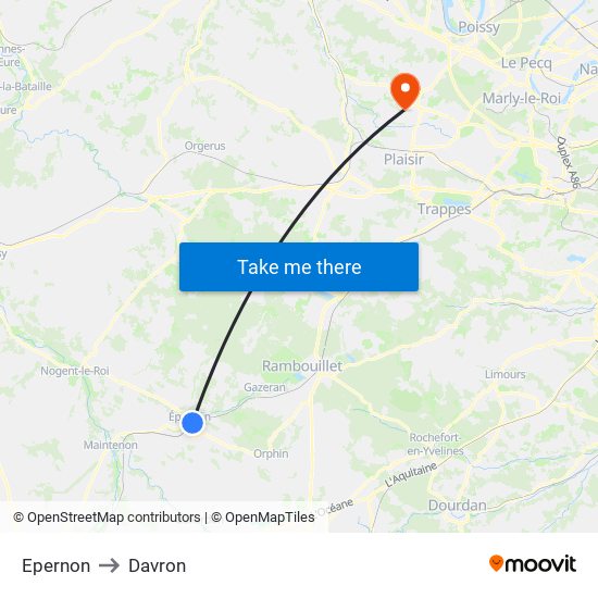 Epernon to Davron map