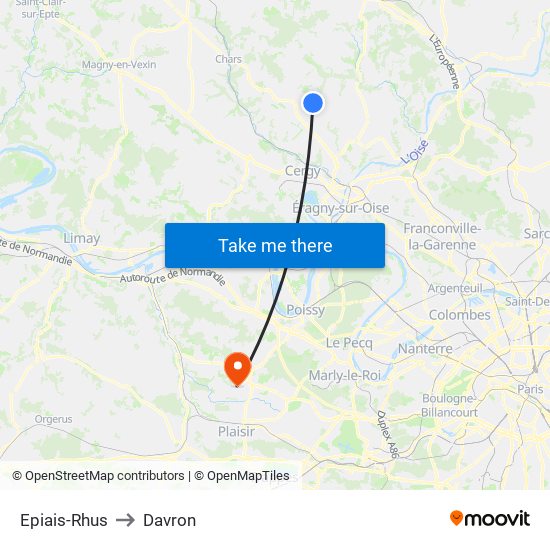 Epiais-Rhus to Davron map