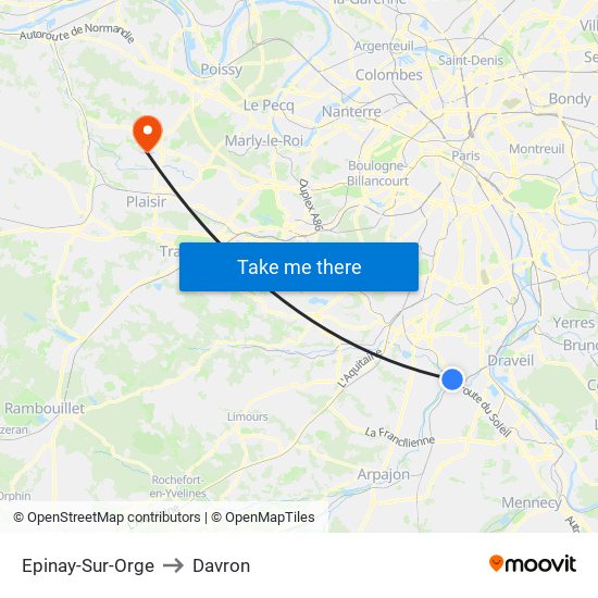 Epinay-Sur-Orge to Davron map
