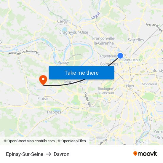 Epinay-Sur-Seine to Davron map