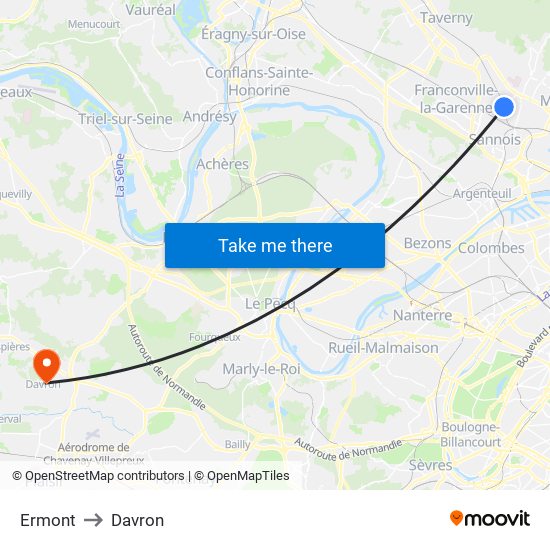 Ermont to Davron map