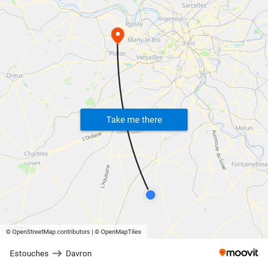 Estouches to Davron map