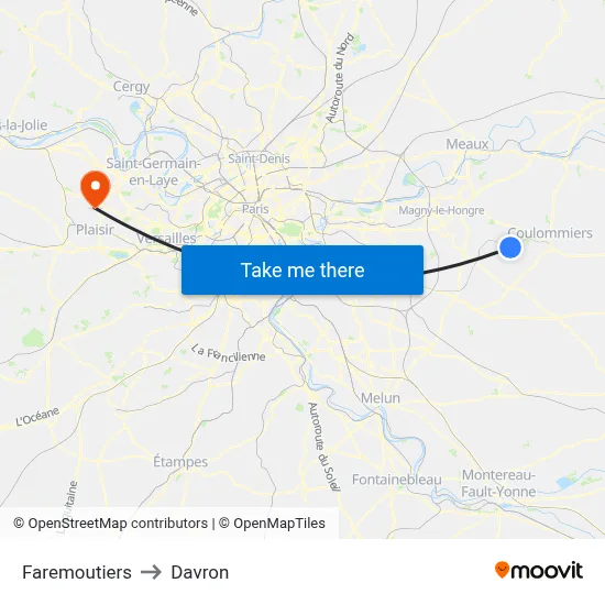 Faremoutiers to Davron map