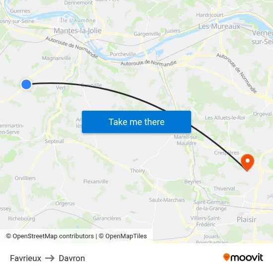 Favrieux to Davron map