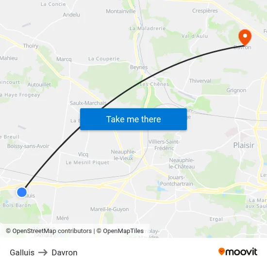 Galluis to Davron map