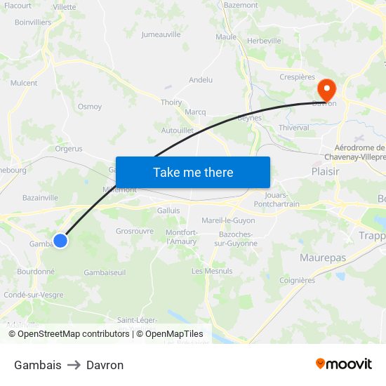 Gambais to Davron map