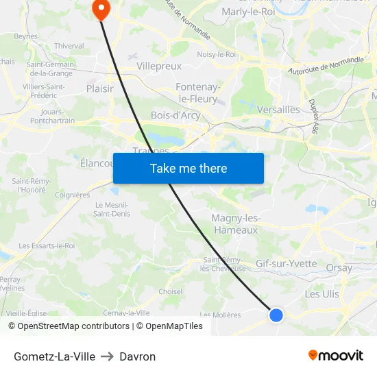 Gometz-La-Ville to Davron map