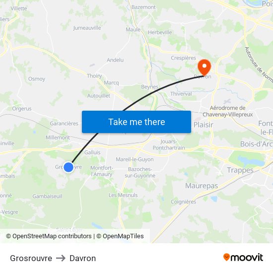 Grosrouvre to Davron map