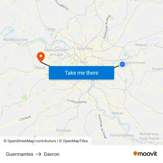 Guermantes to Davron map