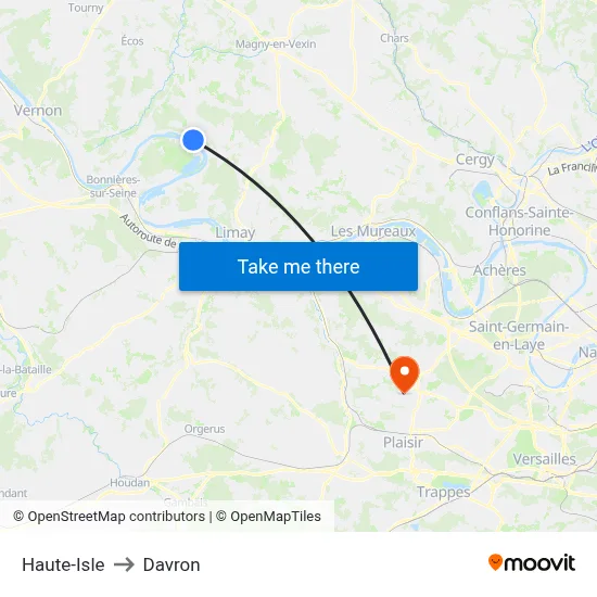 Haute-Isle to Davron map