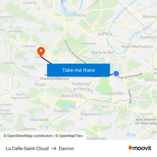 La Celle-Saint-Cloud to Davron map