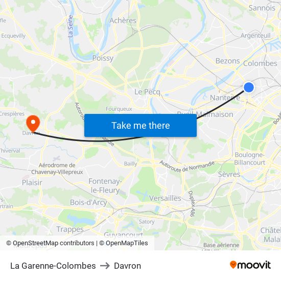 La Garenne-Colombes to Davron map