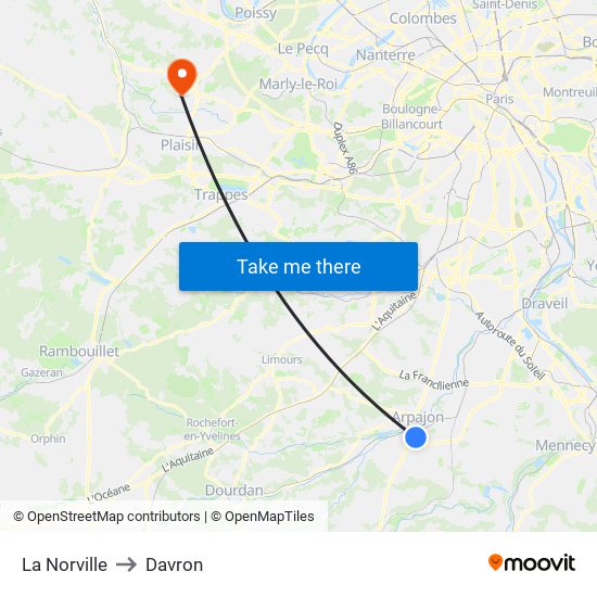 La Norville to Davron map