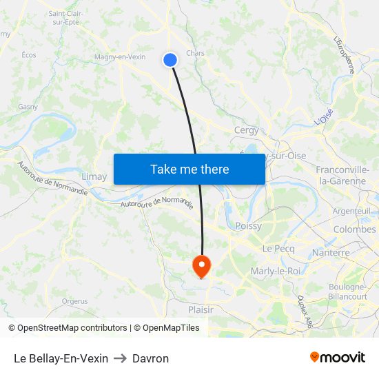Le Bellay-En-Vexin to Davron map