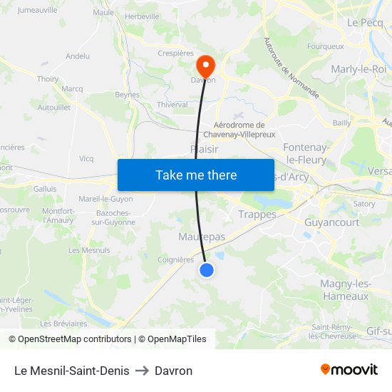 Le Mesnil-Saint-Denis to Davron map