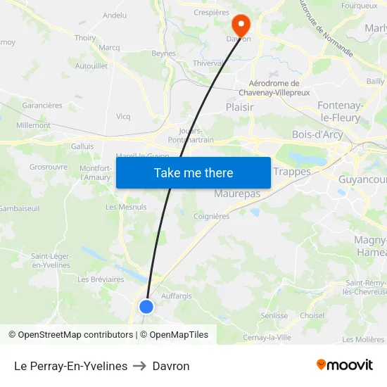 Le Perray-En-Yvelines to Davron map