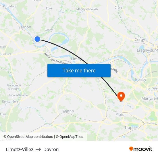 Limetz-Villez to Davron map