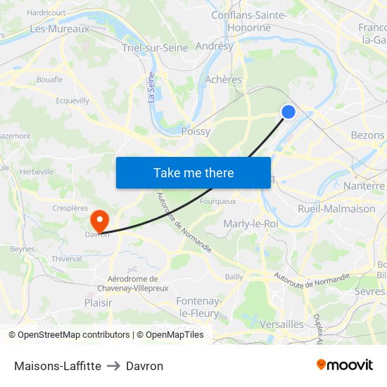 Maisons-Laffitte to Davron map