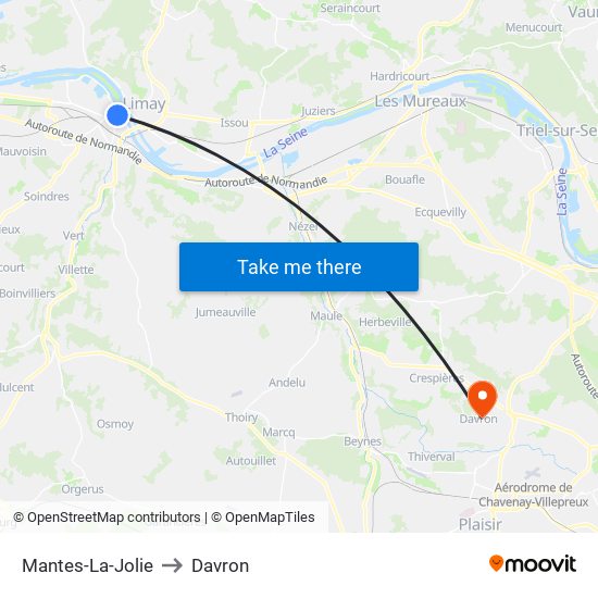 Mantes-La-Jolie to Davron map