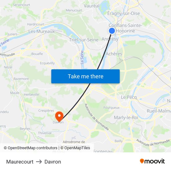 Maurecourt to Davron map