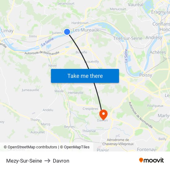 Mezy-Sur-Seine to Davron map