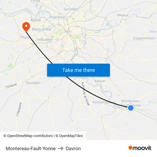 Montereau-Fault-Yonne to Davron map