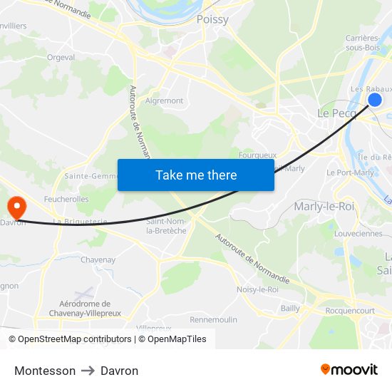 Montesson to Davron map