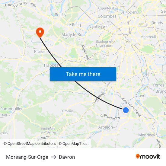 Morsang-Sur-Orge to Davron map