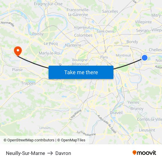 Neuilly-Sur-Marne to Davron map
