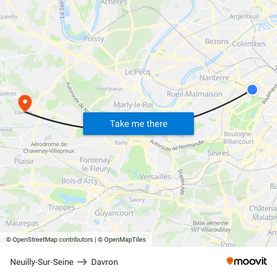 Neuilly-Sur-Seine to Davron map
