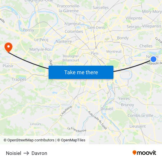 Noisiel to Davron map
