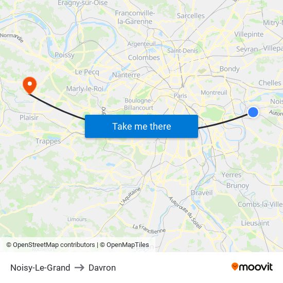 Noisy-Le-Grand to Davron map